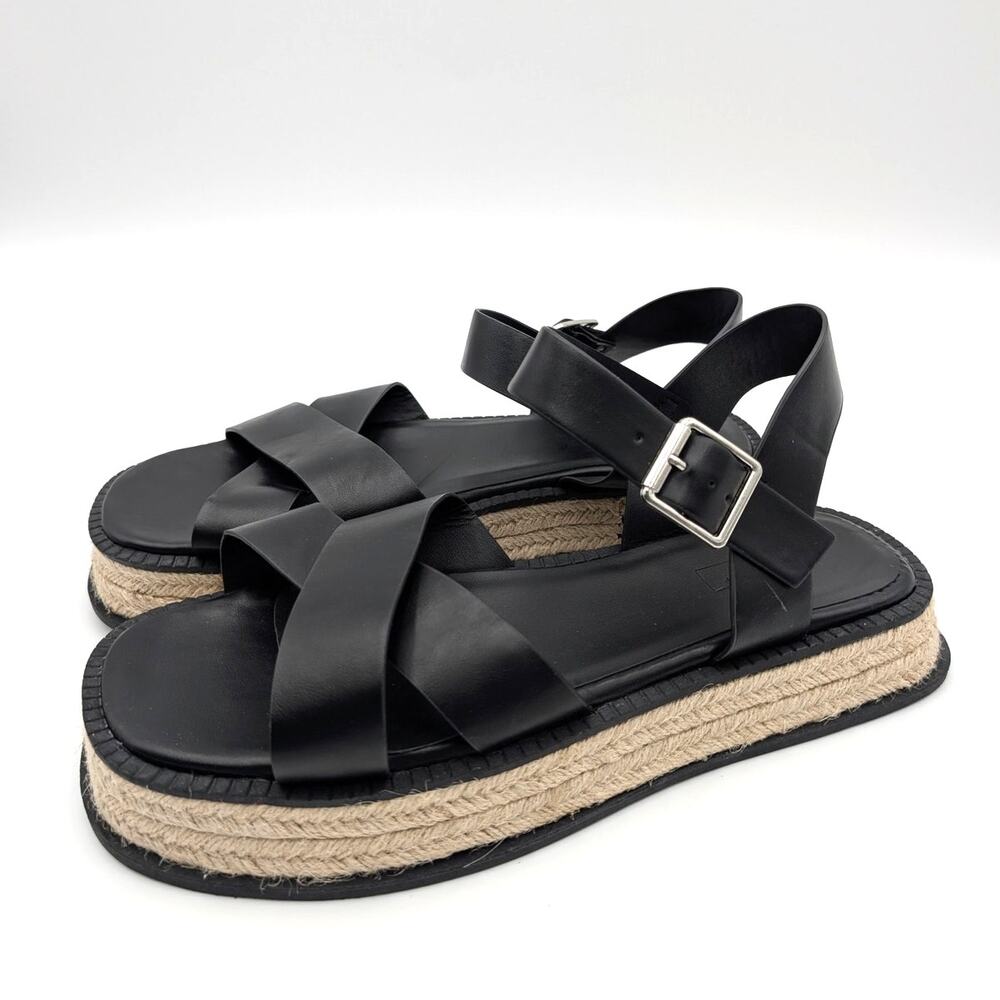 Topshop Jenna Espadrille Platform Strappy Sandals Women's Black Size US11 EU42